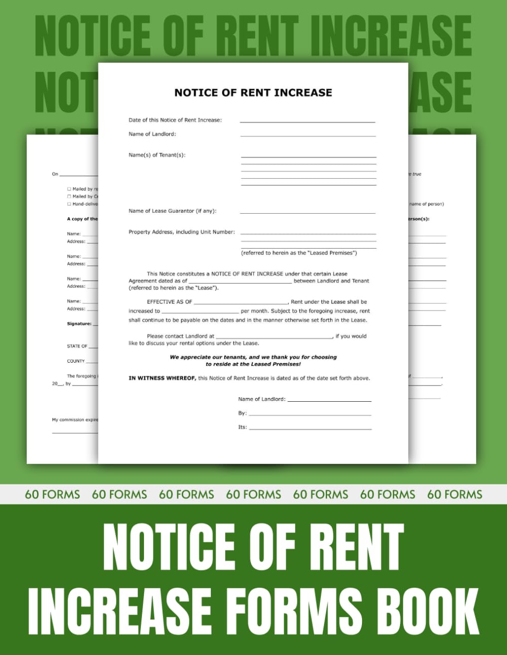 capítulo por capítulo baixar Rent Increase Notice Forms Book, Rent Increase Notice Letter for Landlord Use to Review Tenant Fees, Tenancy Fee Increase Notification Forms, 60 Forms, Size 8.5 x 11 inches.