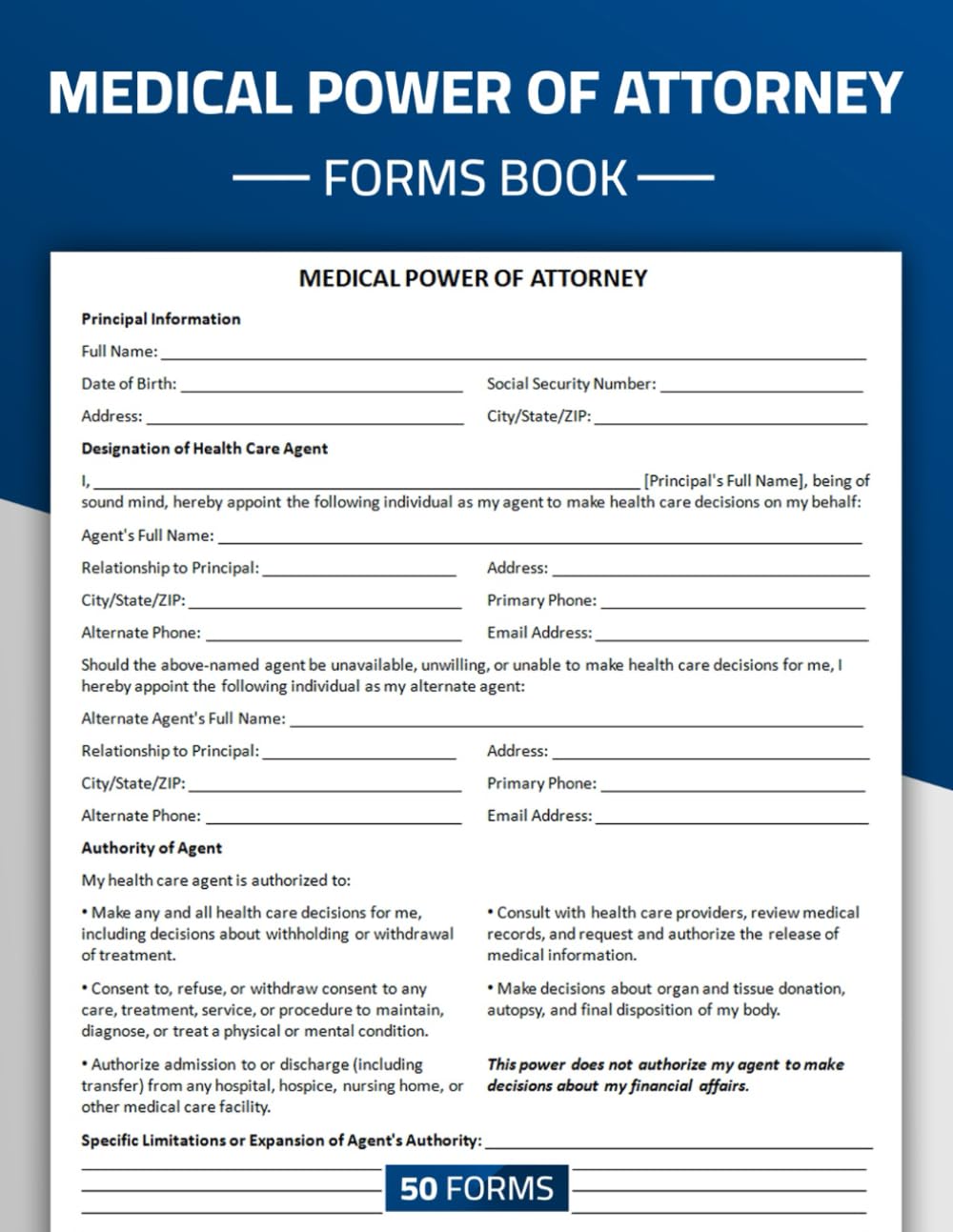 Medical Power of Attorney Forms Book: Health Care Proxy Form | 50 Forms baixar o livro de graça