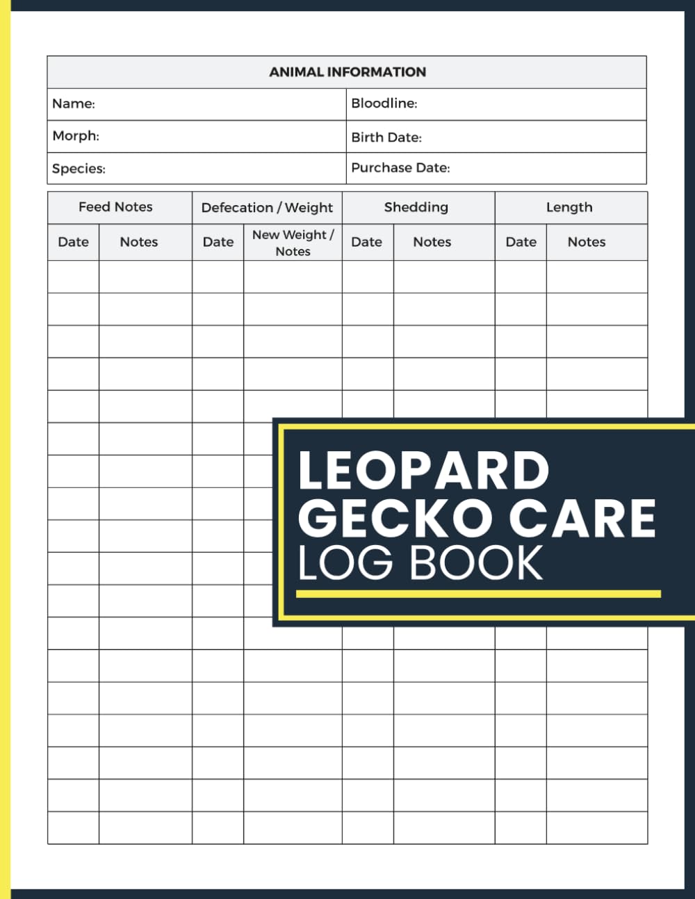 ler totalmente Leopard Gecko Care Log Book: Track Feeding, Growth, Shedding, Health, and Habitat Records for Leopard Gecko Owners and Reptile Keepers