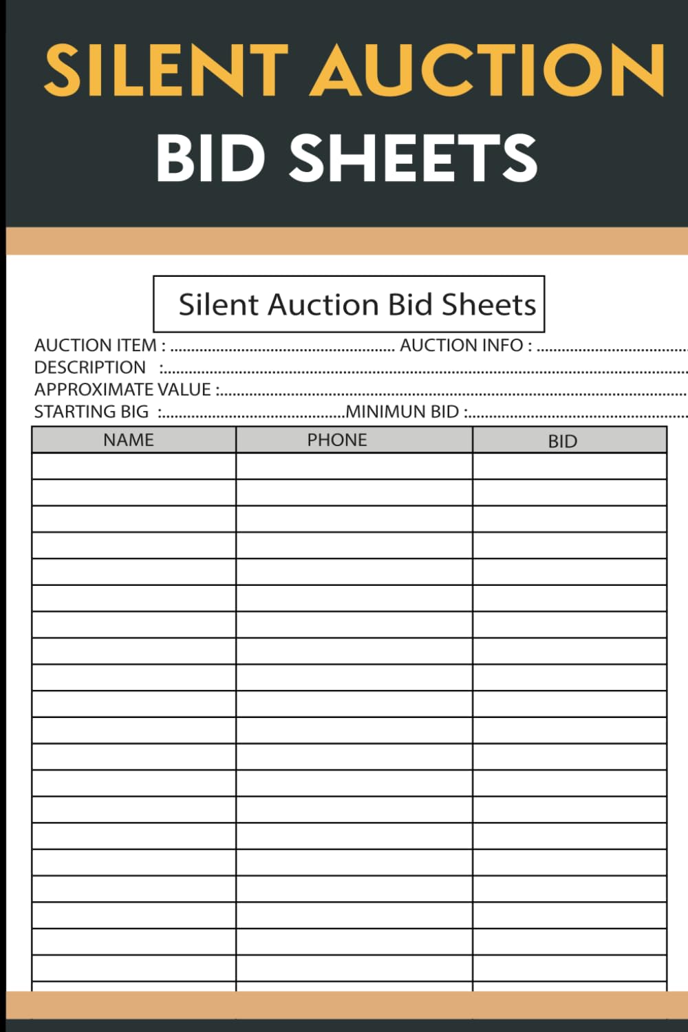 ler totalmente Silent Auction Bid Sheets: Charity Auction Bid Forms Tracker | Auction Bidding Forms Organizer, 100 Page Auction Bid Form Bidding Notebook, auction... ideas tracker.: Fundraising Event Planner