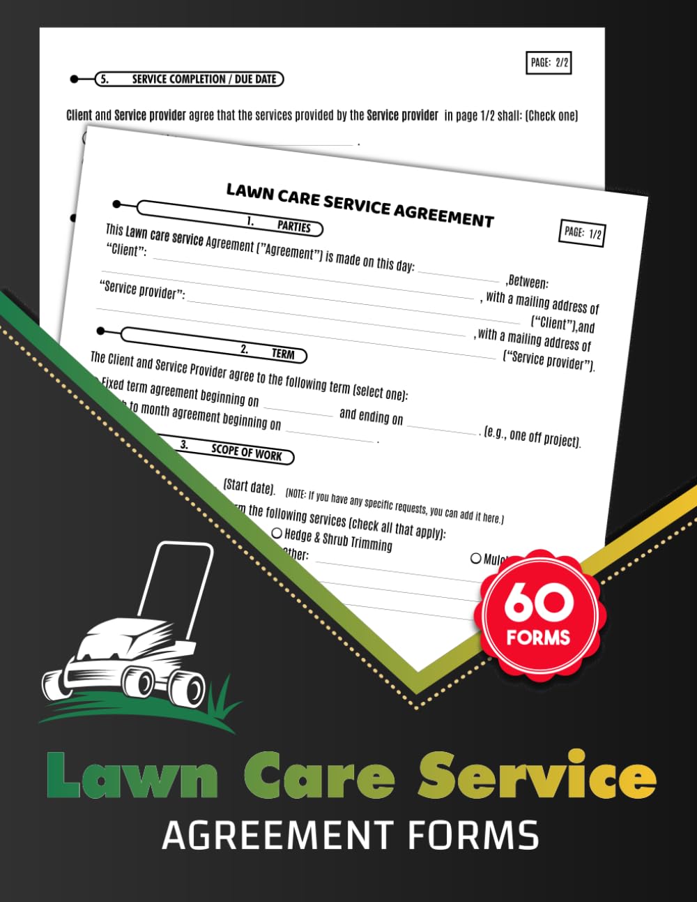 Lawn Care Service Agreement Forms: Landscaping Contract Logbook for Lawn Maintenance & Yard Work Between Client & Contractor | 60 Forms, 120 Two-Sided Pages baixar o livro de graça