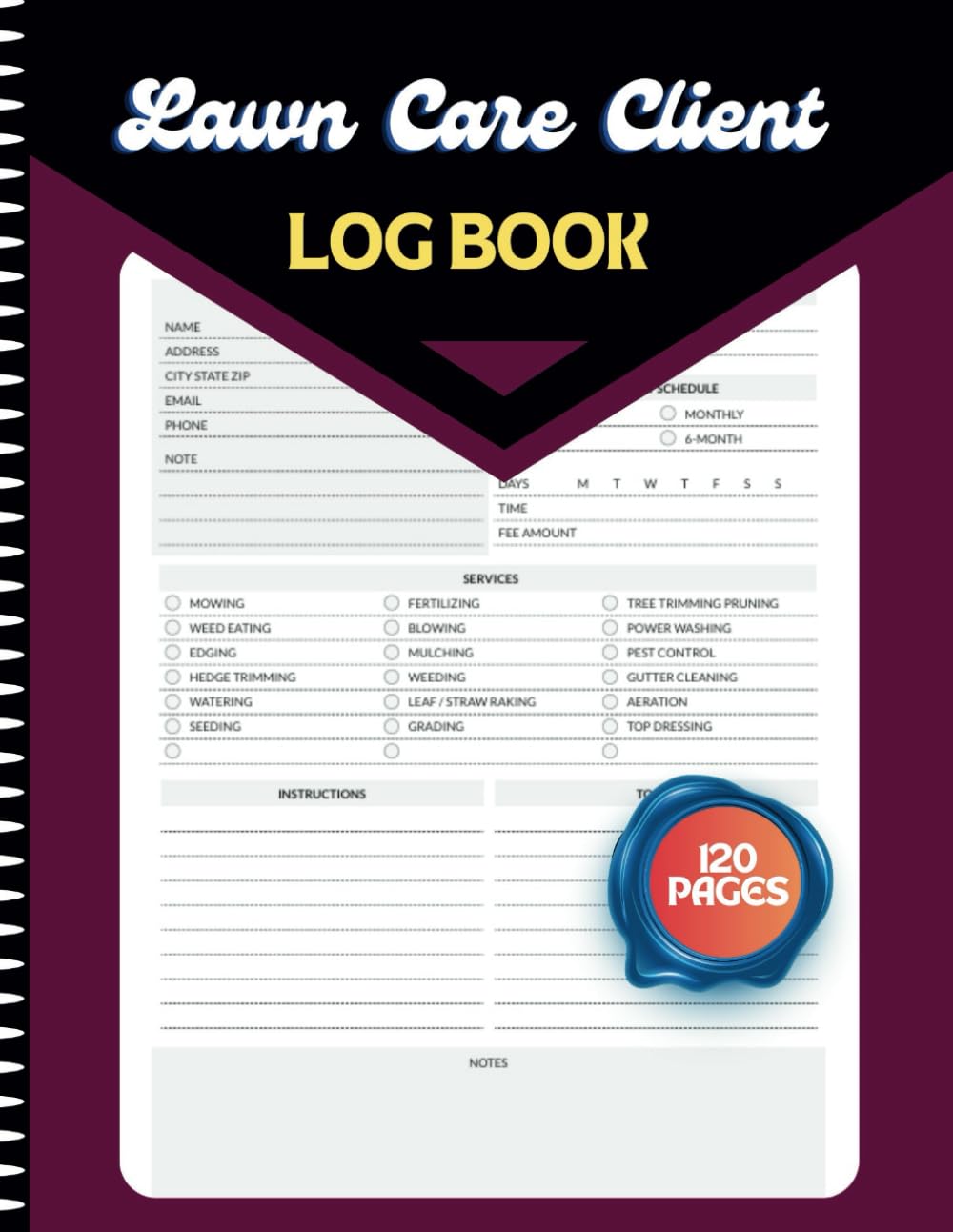 Lawn Care Client Log Book: Simple Lawn Mowing And Landscape Appointment journal baixar livro de graça