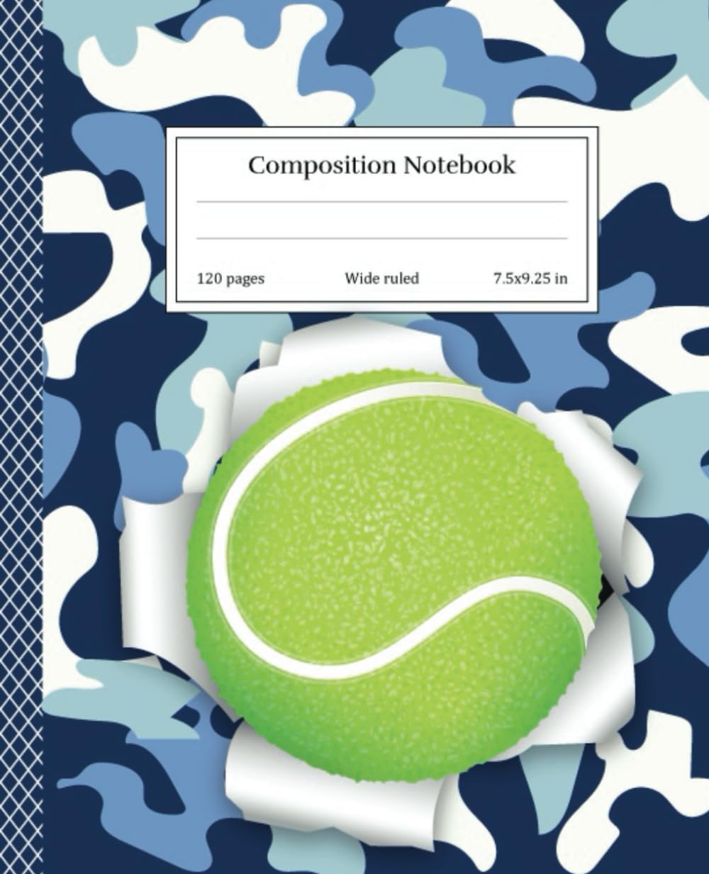 Tennis Camouflage Composition Notebook: Navy Blue and White Camouflage Pattern Sports Edition Composition Notebook for Boys, Girls and Kids | Wide ... | Notebook for home, school, college, office