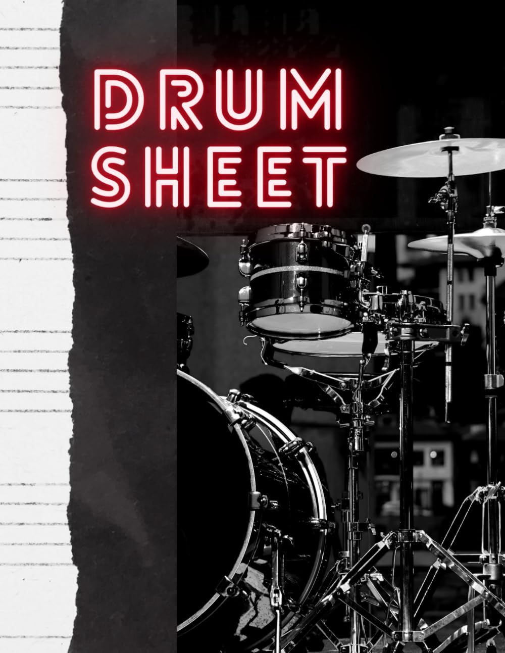 ler totalmente Blank Drum Sheet Music Notebook – Cahier de Musique pour Batterie à Portées Vierges: 5-Line Percussion Staff Paper | 180 Pages | 8.5 x 11 in | Drum... batterie – Papier à musique 5 lignes par port