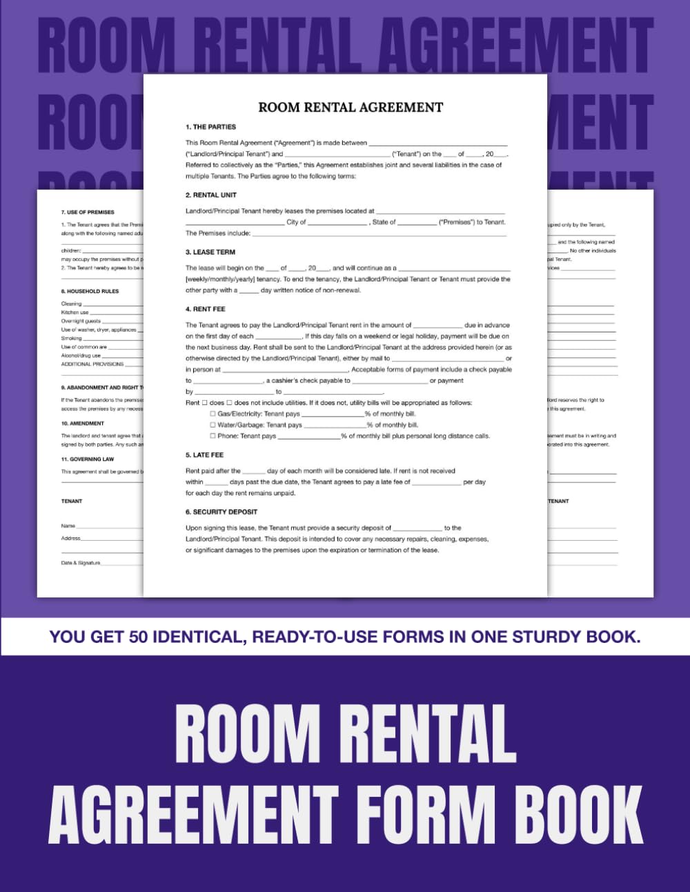 Room Rental Agreement Form Book: 50 Lease Forms for Landlords, Tenants & Property Managers | 8.5 x 11 in. baixar o livro de graça