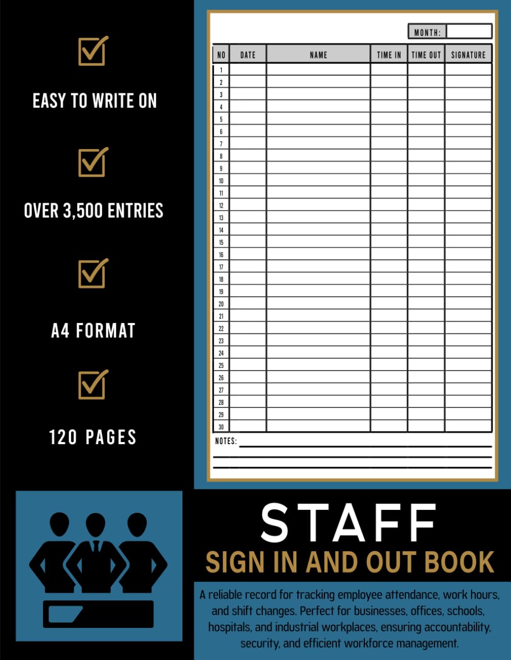 Staff Sign In and Out Book: A Reliable Record for Tracking Employee Attendance, Work Hours, and Shift Changes. Perfect for businesses, offices, schools, hospitals, and industrial workplaces. baixar o livro de graça