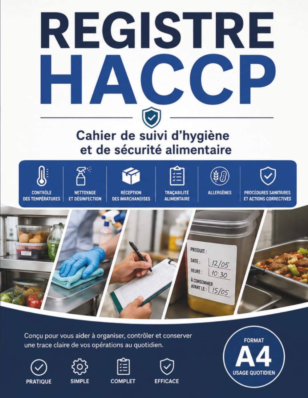 ler totalmente Registre HACCP: Cahier de suivi d’hygiène et de sécurité alimentaire Contrôle des températures, nettoyage, réception des marchandises, traçabilité... et actions correctives (French Edition)