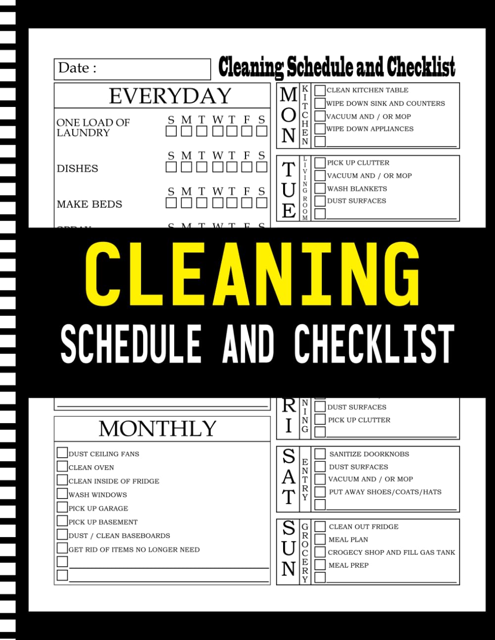 ler totalmente Cleaning Schedule and Checklist: Daily Weekly and Monthly Household Cleaning Schedule, Housekeeping Checklist Planner, and Organizer. 100 Pages | 8.5" x 11".