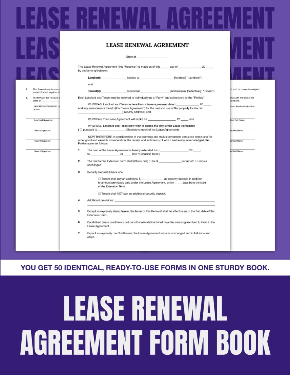 ler totalmente Lease Renewal Agreement Form Book: 50 Forms for Landlord-Tenant Renewal Contracts | 8.5 x 11 in.