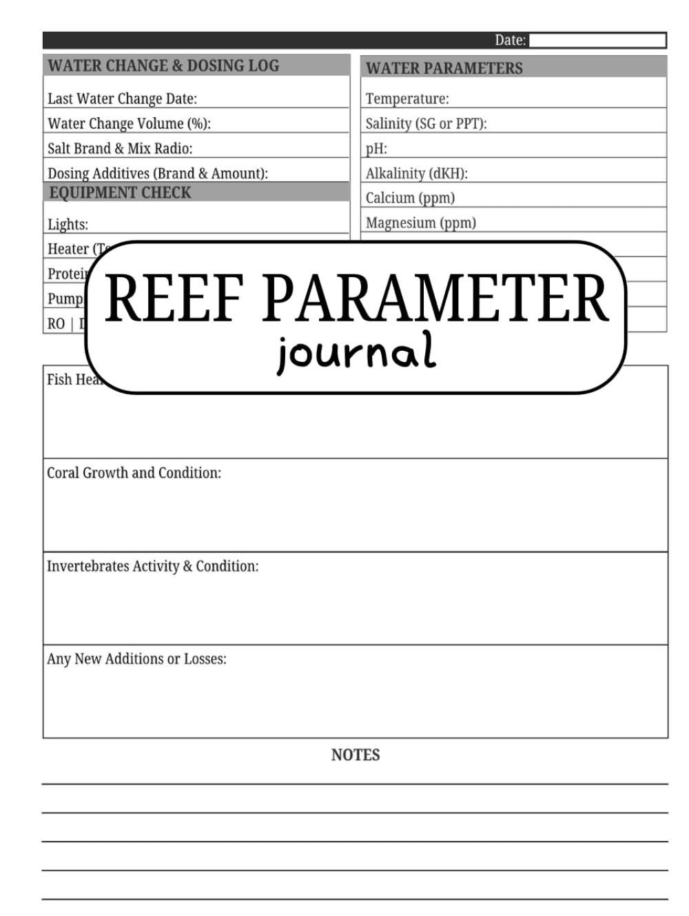 ler totalmente Reef Parameter Journal