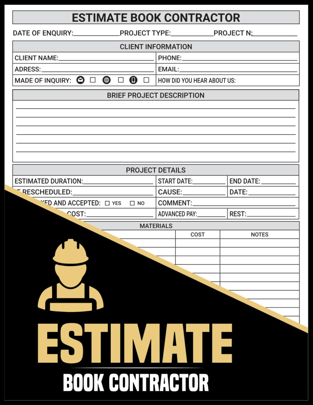 ler totalmente Estimate Book Contractor: Detailed Contractor Work Estimate Book, Job Quotes Recording With Customers, (110 Pages, 8.5x11 Inches)