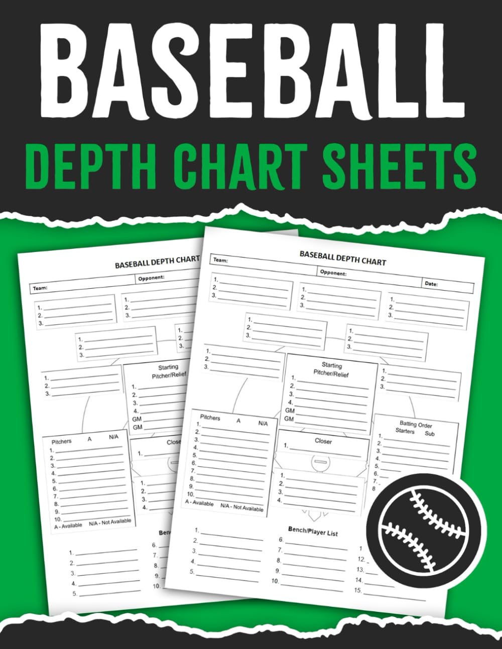 ler totalmente Baseball Depth Chart Sheets: Team Position Organizer | Baseball Depth Charts Sheet Book