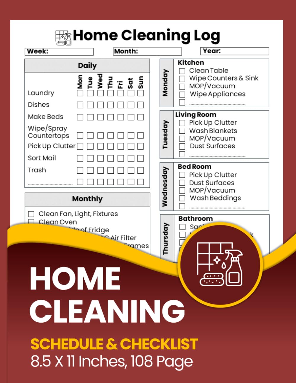 Home Cleaning Schedule & Checklist: Easy and Simple House Cleaning Planner | More Than 2 Years (104 Weeks) of Daily, Weekly & Monthly Cleaning Log Book and Organizer for Every Room baixar o livro de graça
