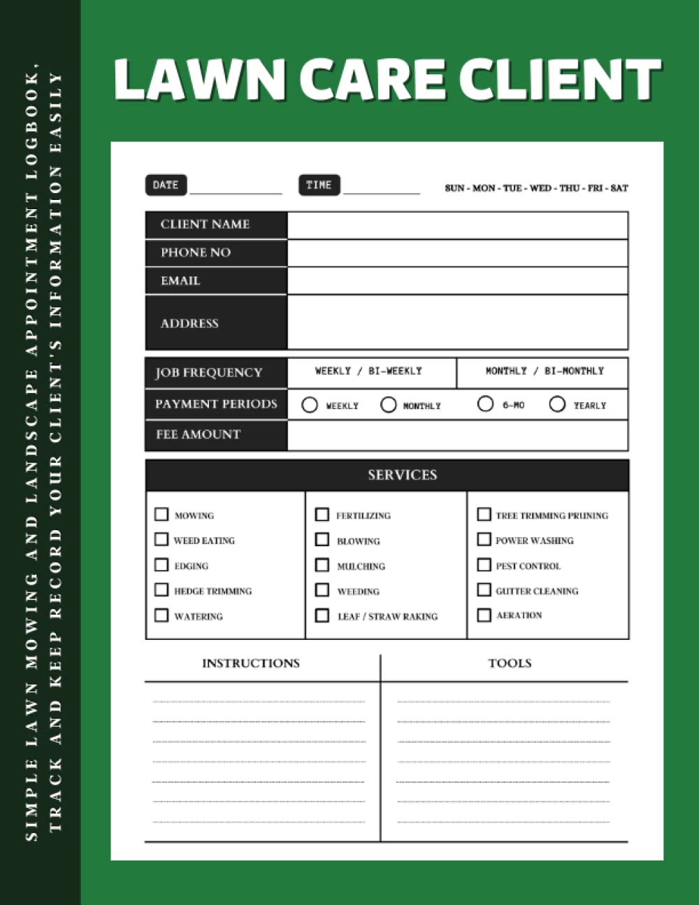 Lawn Care Client Log Book: Record Customer Information for Landscaping or Mowing Business. Track Contact and Payment Info, Scheduling, Services, Instructions and Tools - A4 | 100 Pages baixar livro de graça
