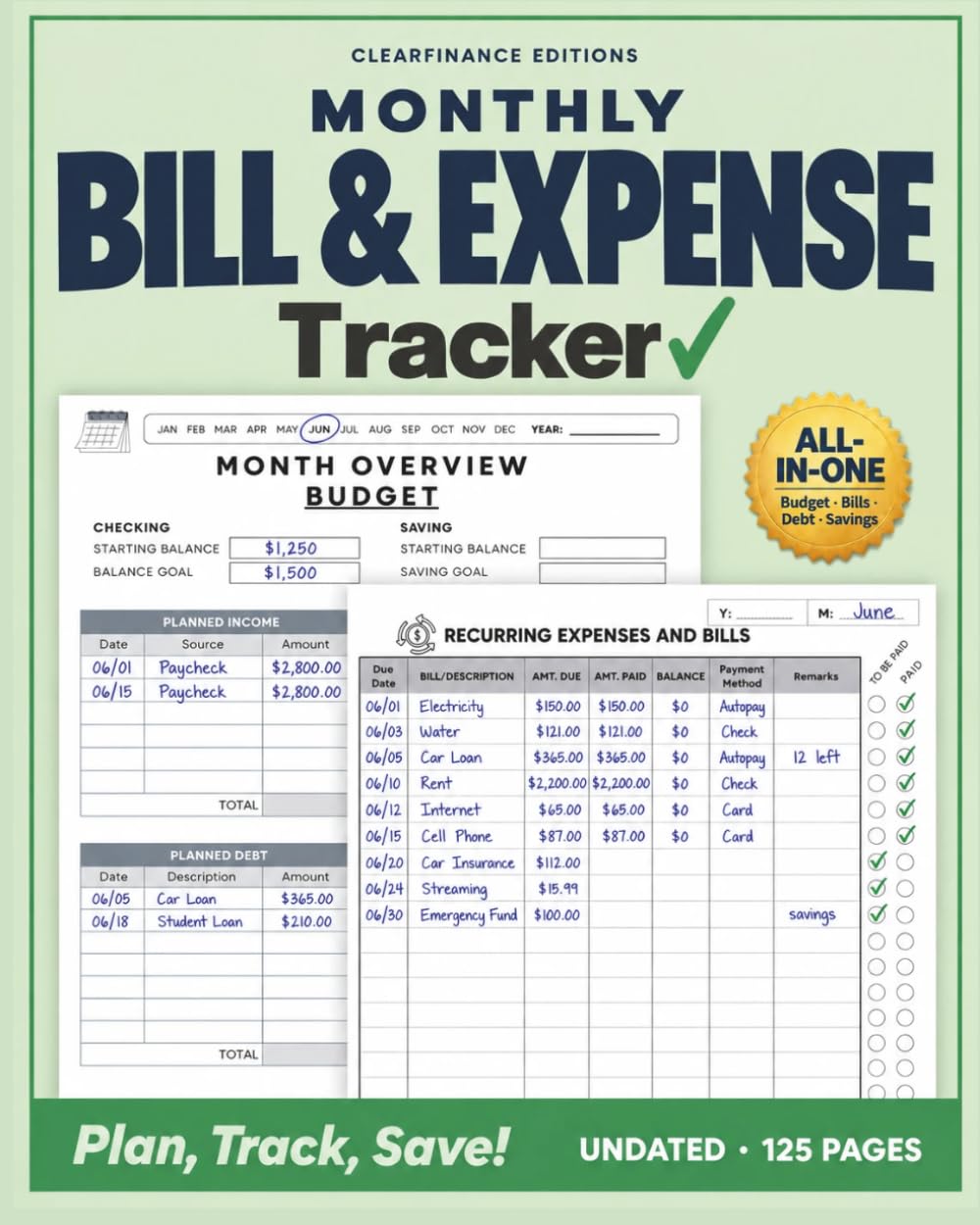 Monthly Bill & Expense Tracker: Plan, Track, Save!: Includes Debt, Subscription Trackers, Saving Challenges, and Monthly Budget vs. Actual | 125-Page... (The Complete Financial Tracker Series) baixar o livro de graça