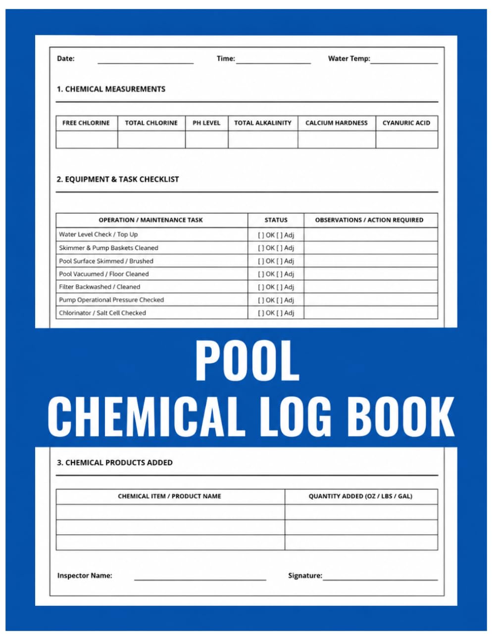 Pool Chemical Log Book: Commercial Pool Record Book and pH Level Tracker: Daily Logbook for Aquatic Safety, Chemical Inventory, and Pump Maintenance baixar o livro de graça