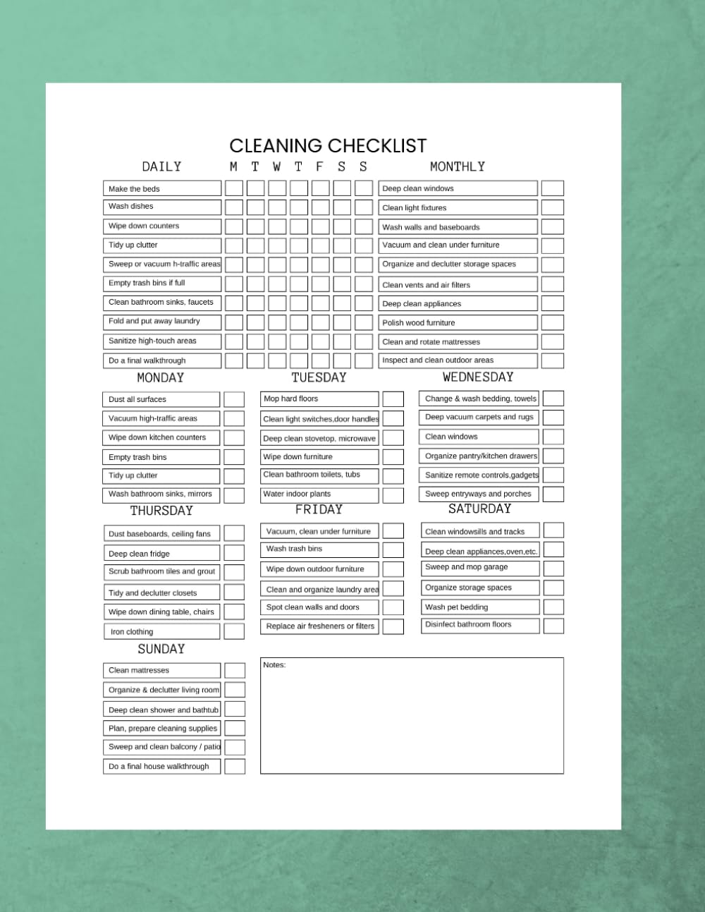 All-in-One Cleaning Checklist: Daily, Weekly, Monthly Cleaning Planner for Home Organization | Simplify Your Cleaning Routine for Every Task and Area | 8.5”x11” with 122 Pages baixar livro de graça