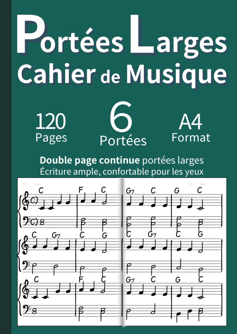 capítulo por capítulo baixar Portées Larges pour Musiciens - Cahier de Musique Double Page Grand Format (A4): Cahier de Musique avec Portée Double et Individuelle - Idéal pour... & Write Music Manuscript) (French Edition)