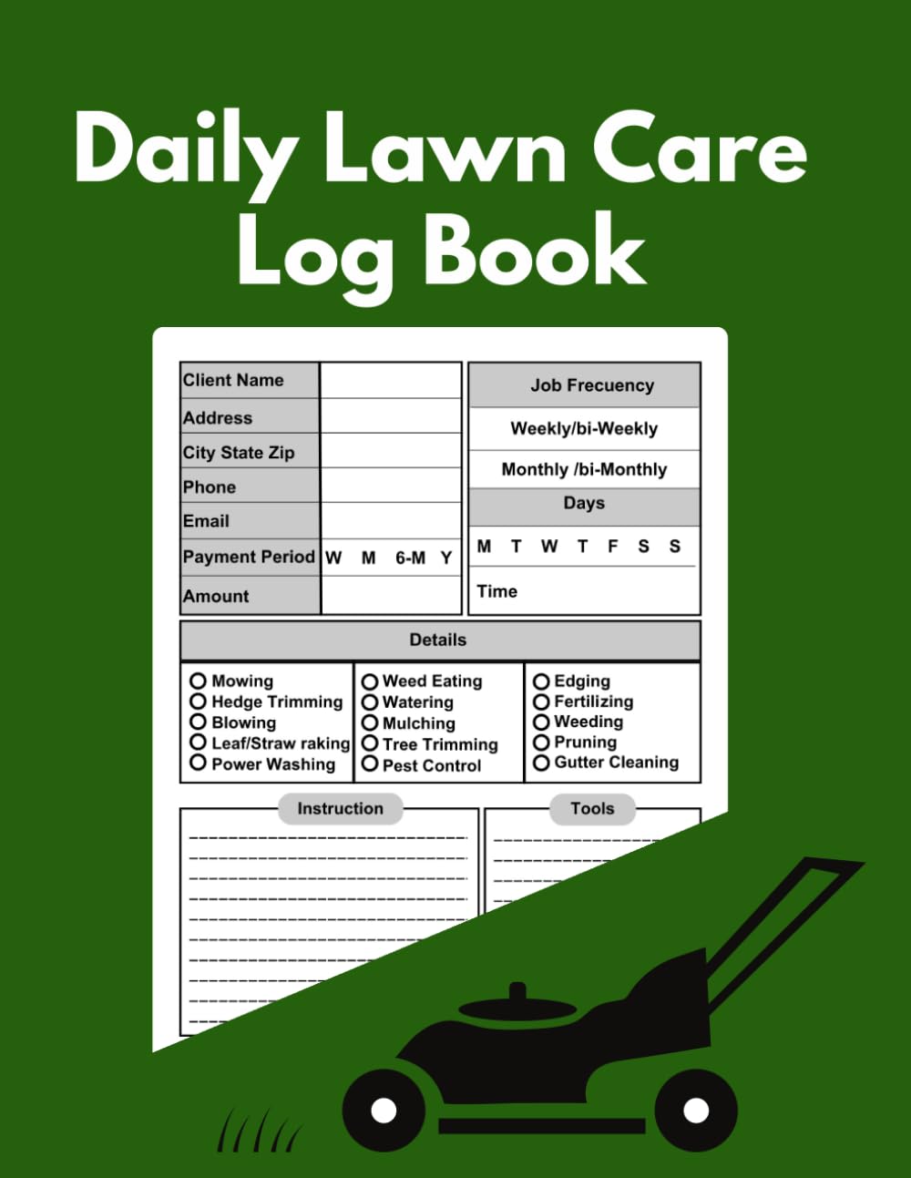 Daily Lawn Care Log Book: Simple Lawn Care Business Client Notebook | 8.5 x 11 inch Large Print, 121 Pages | Lawn Care Maintenance Logbook baixar livro de graça