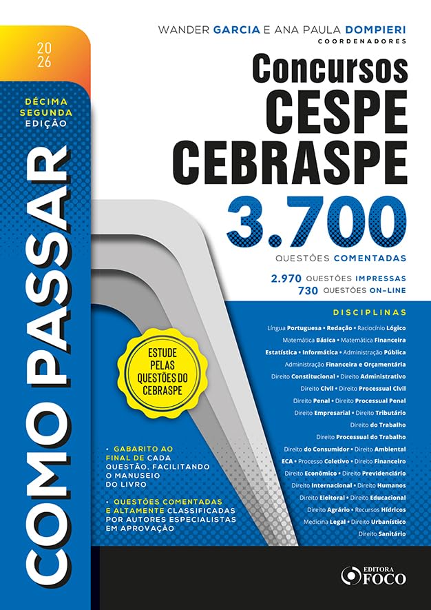 capítulo por capítulo baixar Como Passar em Concursos CESPE - CEBRASPE - 3.700 Questões Comentadas - 12ª Ed - 2026