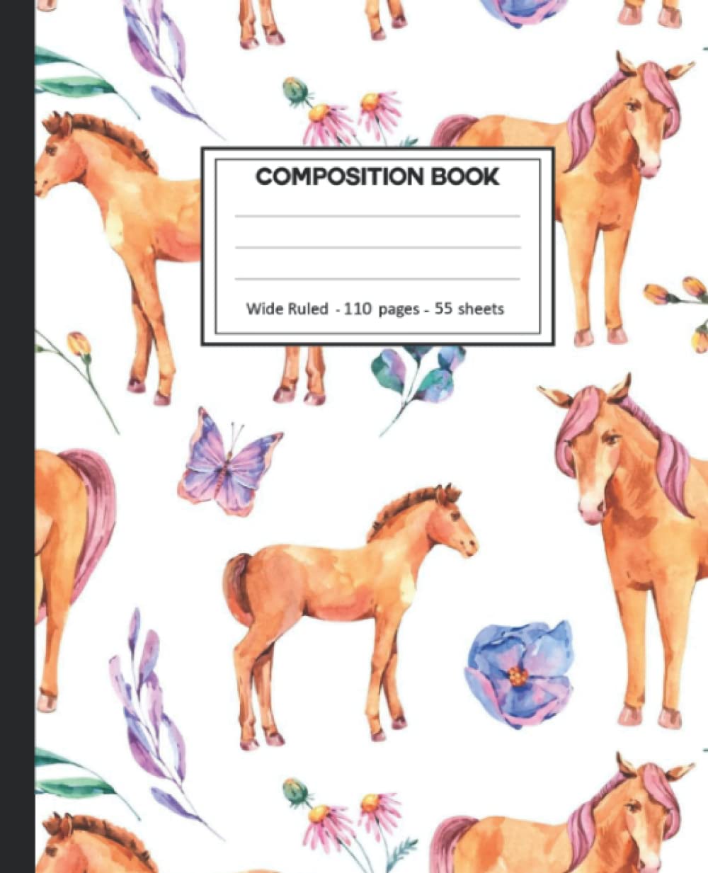 Composition Notebook: College Ruled: 110+ Lined Pages Writing Journal: Horse on White. baixar livro de graça