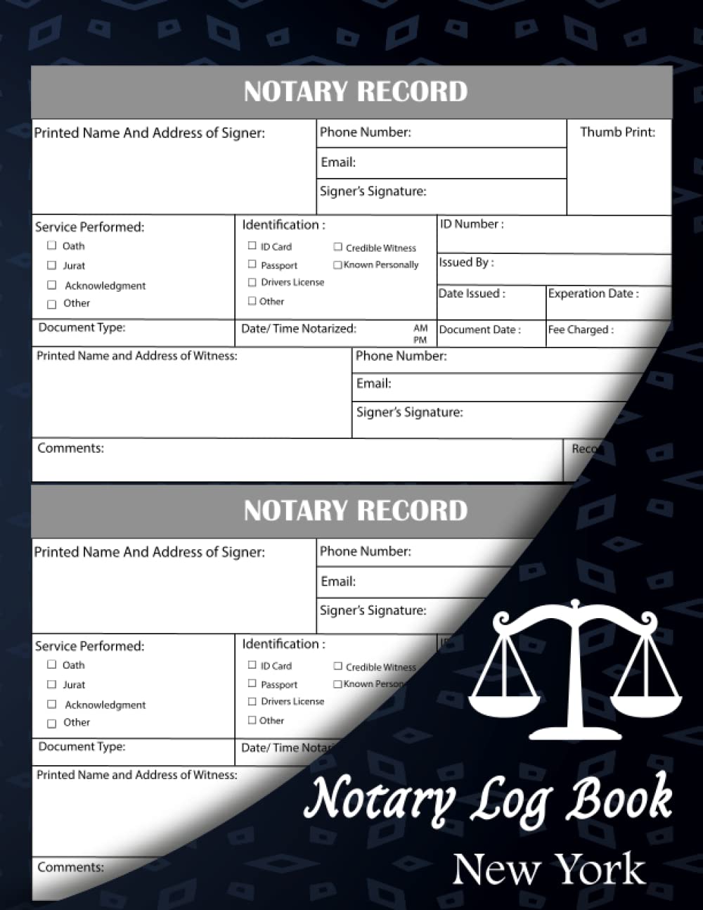 ler totalmente Notary Log Book New York: Large Notarial Log book, notary record log book, Log Book for Recording the Notarial Acts, Large Size (8.5'' x 11'').