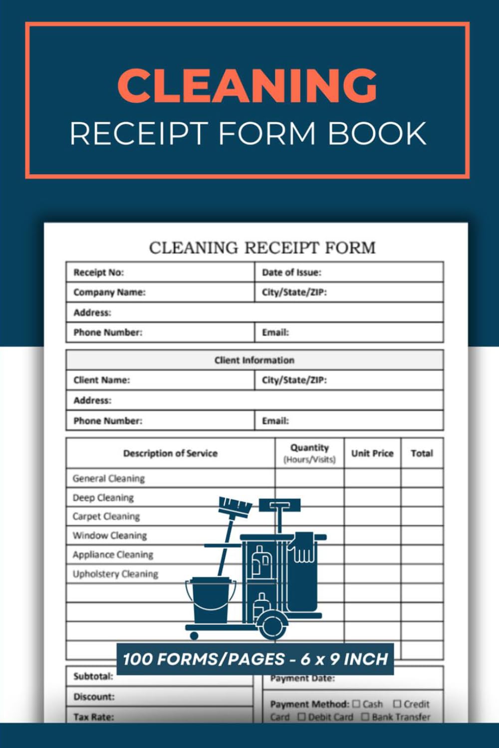Cleaning Receipt Form Book: House Cleaning Service Invoice Forms | Payment Record Keeper for Cleaners | 50 Receipts baixar o livro de graça