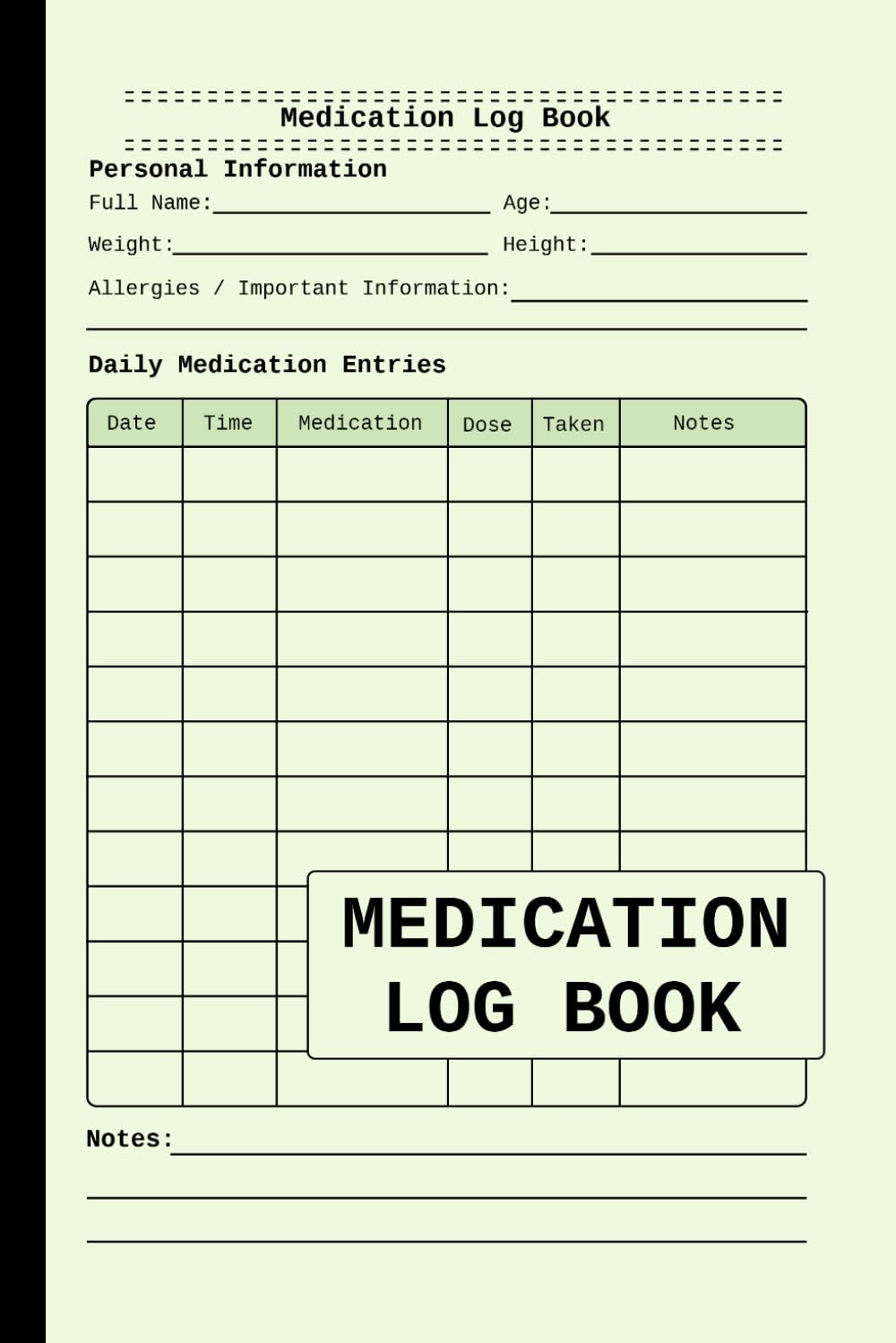 capítulo por capítulo baixar Medication Log Book: Daily Medicine Intake Tracker and Dosage Record Book with Space for Date, Time, Medication, Taken, and Notes