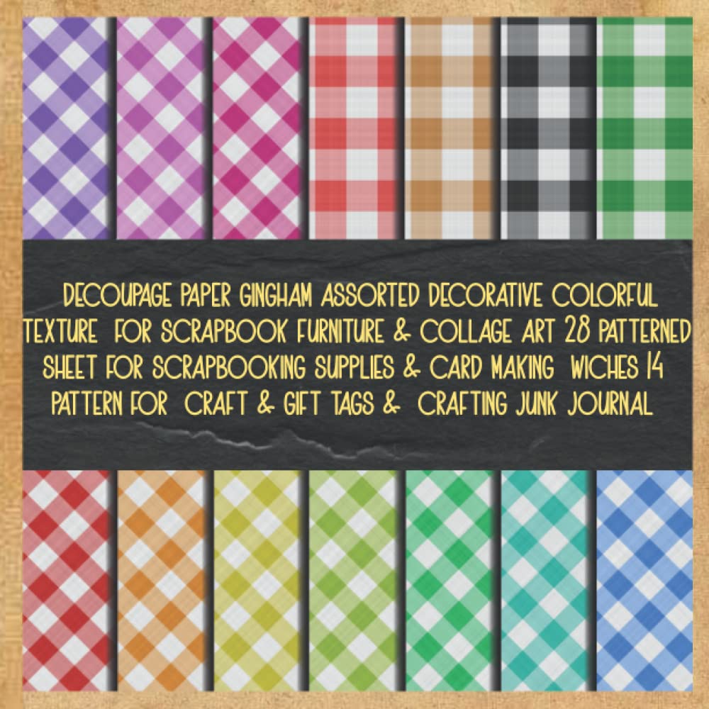 decoupage paper gingham assorted decorative colorful texture for scrapbook furniture & collage art 28 patterned sheet for scrapbooking supplies &... craft & gift tags & crafting junk journal baixar livro de graça