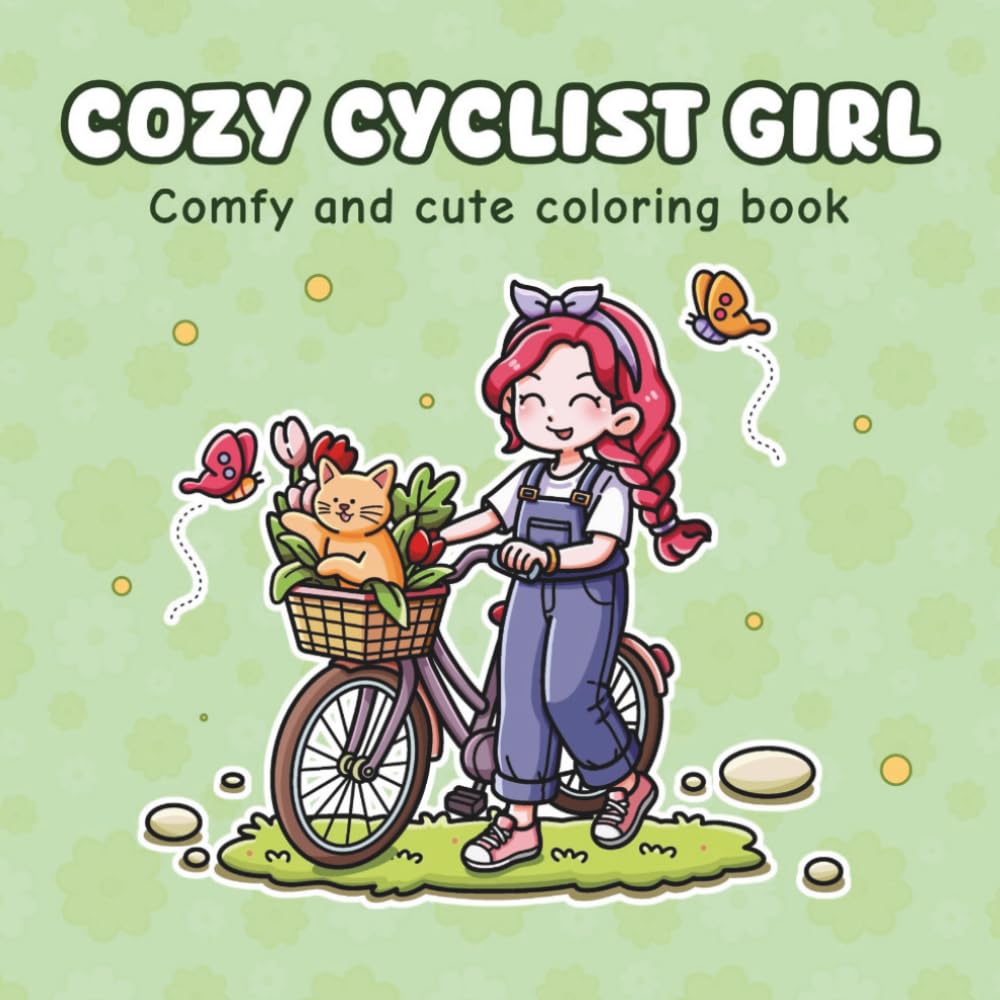 ler totalmente Cozy Cyclist Girl: Bold & Easy Coloring Book for Adults & Teens | 40 Cute, Relaxing Bike Scenes with Simple Thick Lines | Single-Sided Pages for Stress-Free Coloring