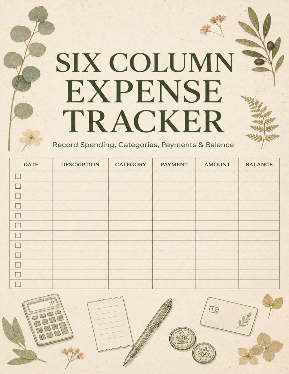 Six Column Expense Tracker: Easy accounting organizer for self-employed workers to record purchases, costs, payments, totals, and transaction details baixar livro de graça