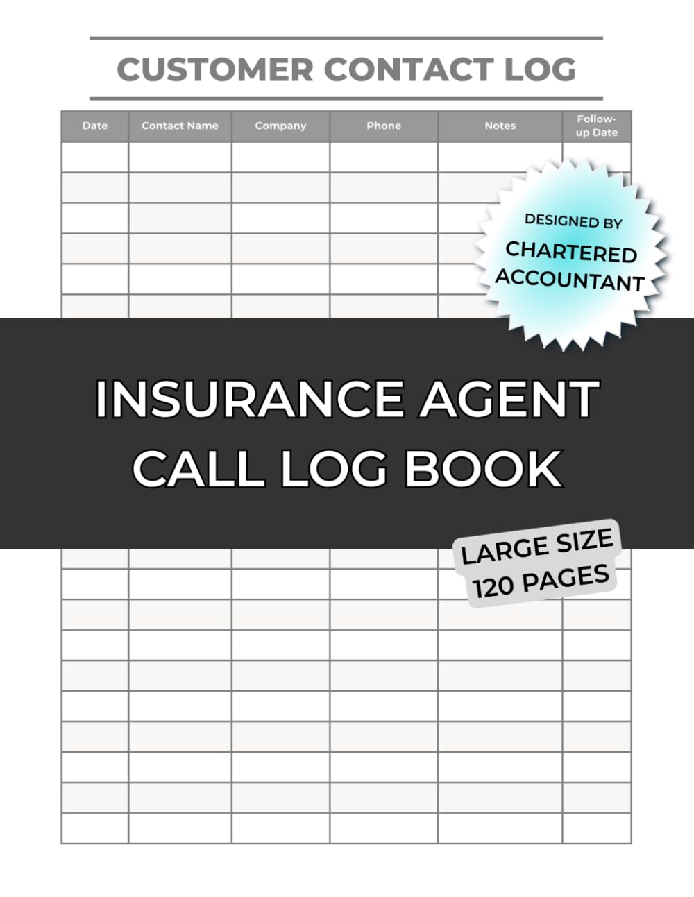 Insurance Agent Call Log Book: Client Contact Tracker for Policy Sales & Service: 6-Column Format - Date, Name, Company, Phone, Notes & Follow-Up - Professional Insurance CRM Log baixar livro de graça