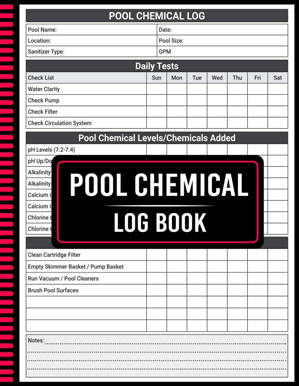 Pool Chemical Log Book: Track Daily Maintenance for Personal or Business Use