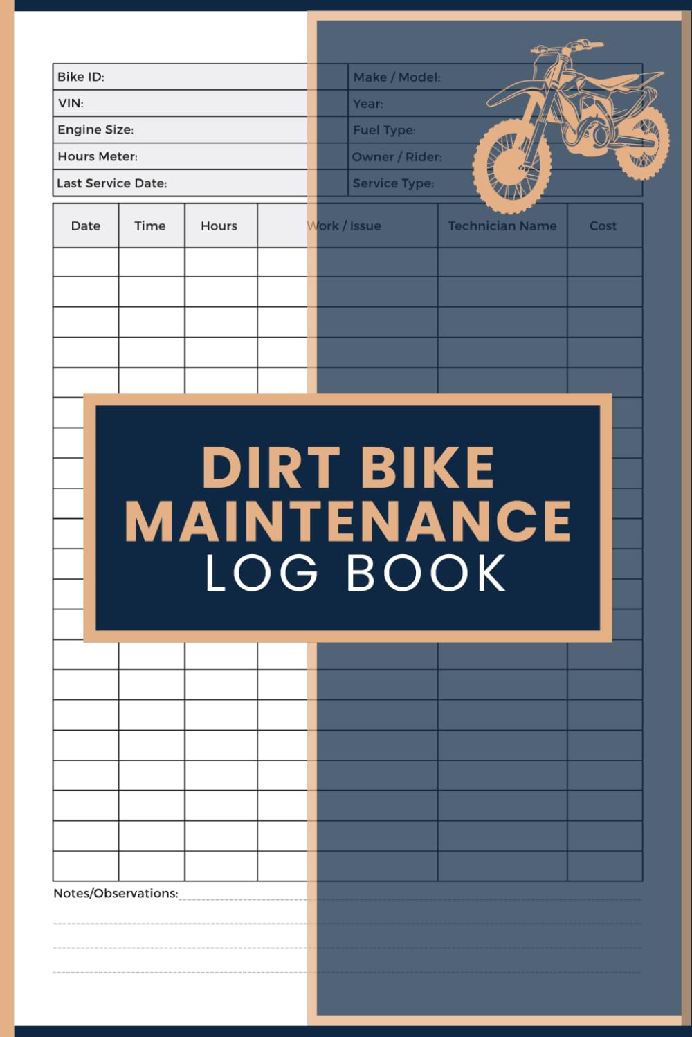 ler totalmente Dirt Bike Maintenance Log Book: Motocross and Off-Road Service Record to Track Engine Hours, Repairs, Parts Replaced, Costs, and Bike History