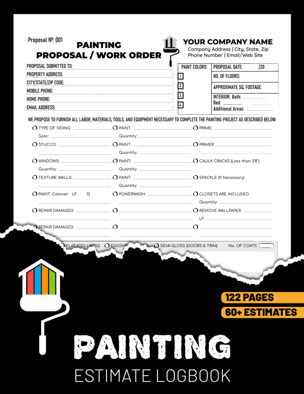 ler totalmente Painting Estimate Logbook: 60 Proposal Quote Forms For Painter Contractor | Track Labor, Materials, Costs & Client Approvals | 120 Single-Sided Pages
