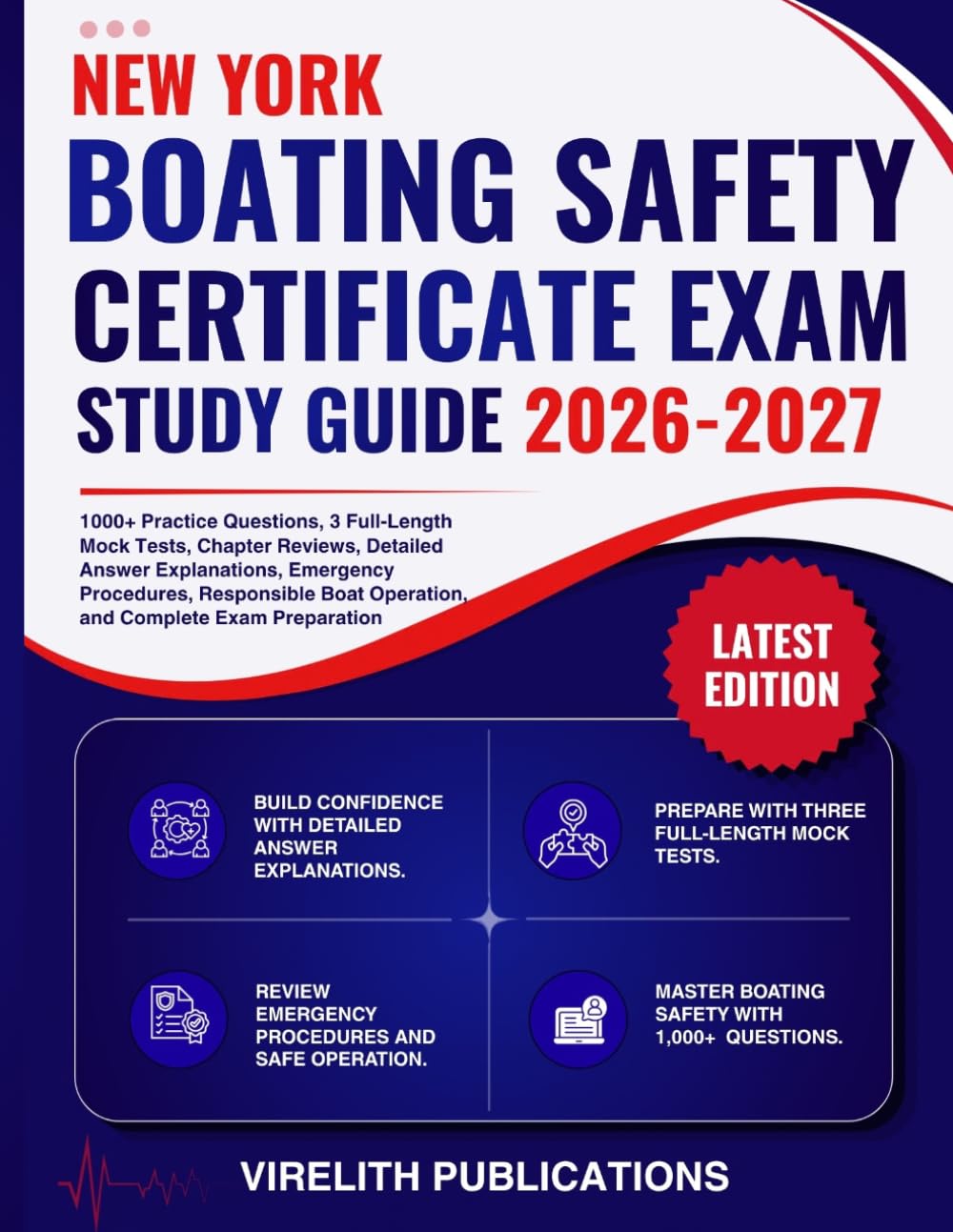 ler totalmente NEW YORK BOATING SAFETY CERTIFICATE EXAM STUDY GUIDE 2026–2027: 1000+ Practice Questions, 3 Full-Length Mock Tests, Chapter Reviews, Emergency... Boat Operation, and Complete Exam Preparation
