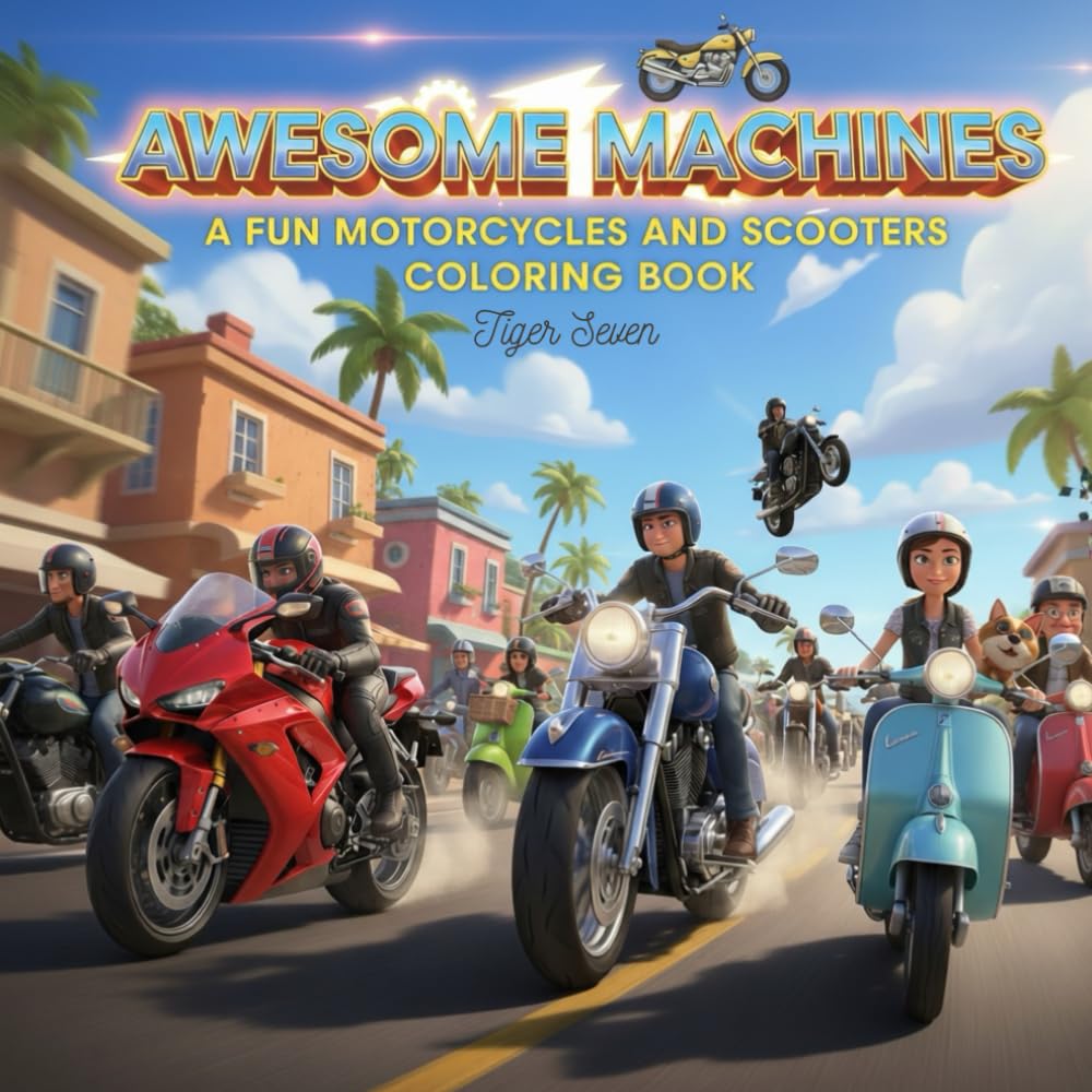 ler totalmente Awesome Machines a Fun Motorcycles and Scooters Coloring Book: The Ultimate Coloring Book for Kids Who Love Motorcycles and Scooters