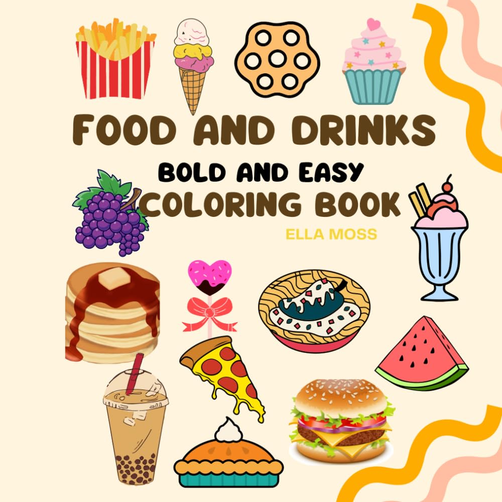 ler totalmente FOOD AND DRINKS COLORING BOOK