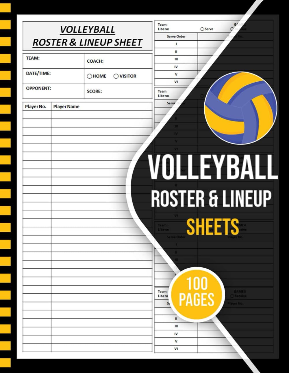 Volleyball Roster and Lineup Sheets: Volleyball Roster & Line-Up Sheet | Volleyball Team Management Record Book | 100 Game Sheets baixar livro de graça