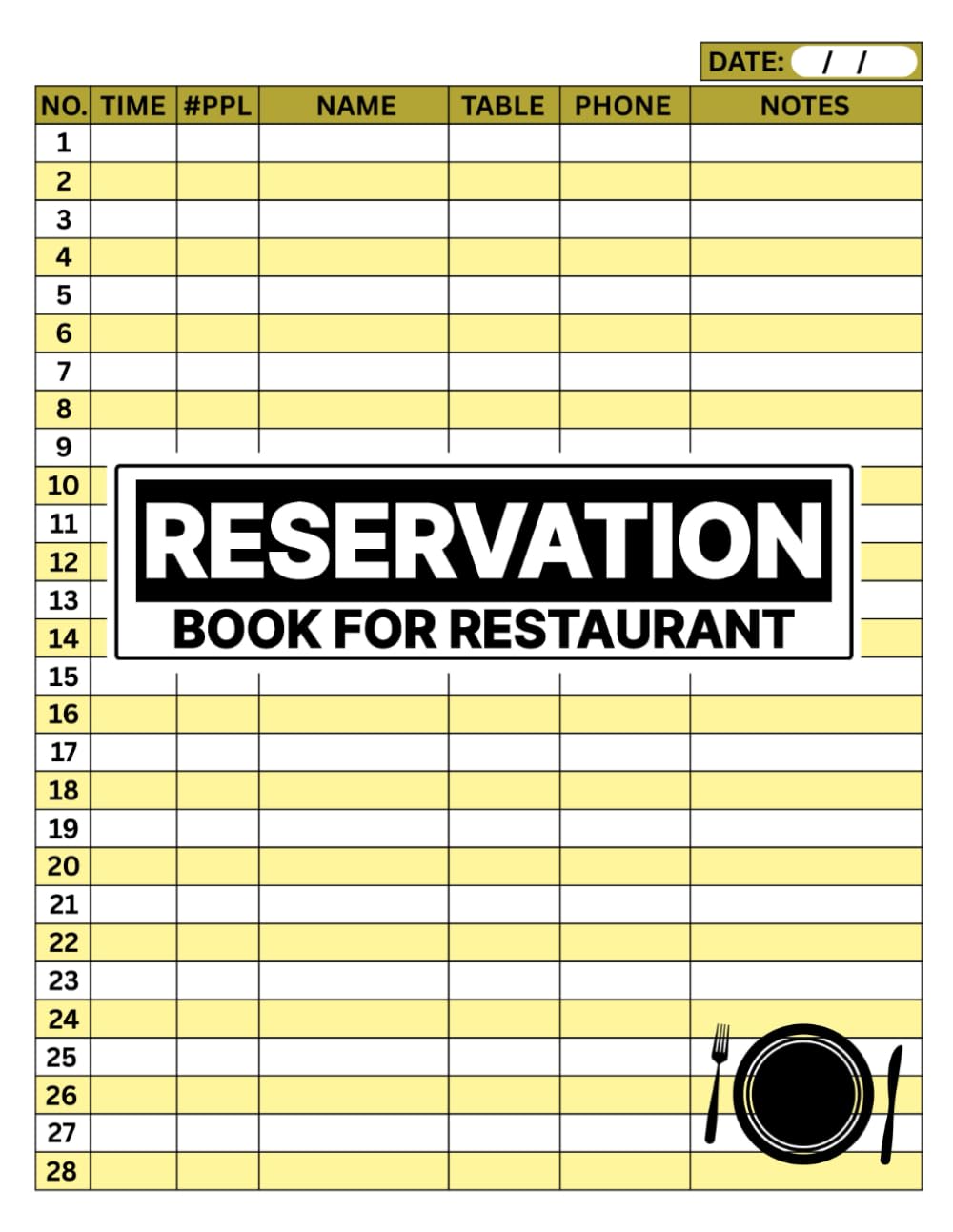 Reservation Book For Restaurant: Colorful Undated Dining Table Planner | Guest & Server Log baixar livro de graça