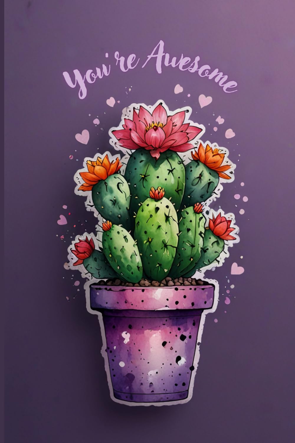 ler totalmente Cactus Notebook – Purple Edition | ‘You Are Awesome’ Watercolor Cacti Journal for Teens, Girls, Women & Adults – 120 Wide-Ruled Pages for Summer Gifting, Back-to-School & Everyday Positivity