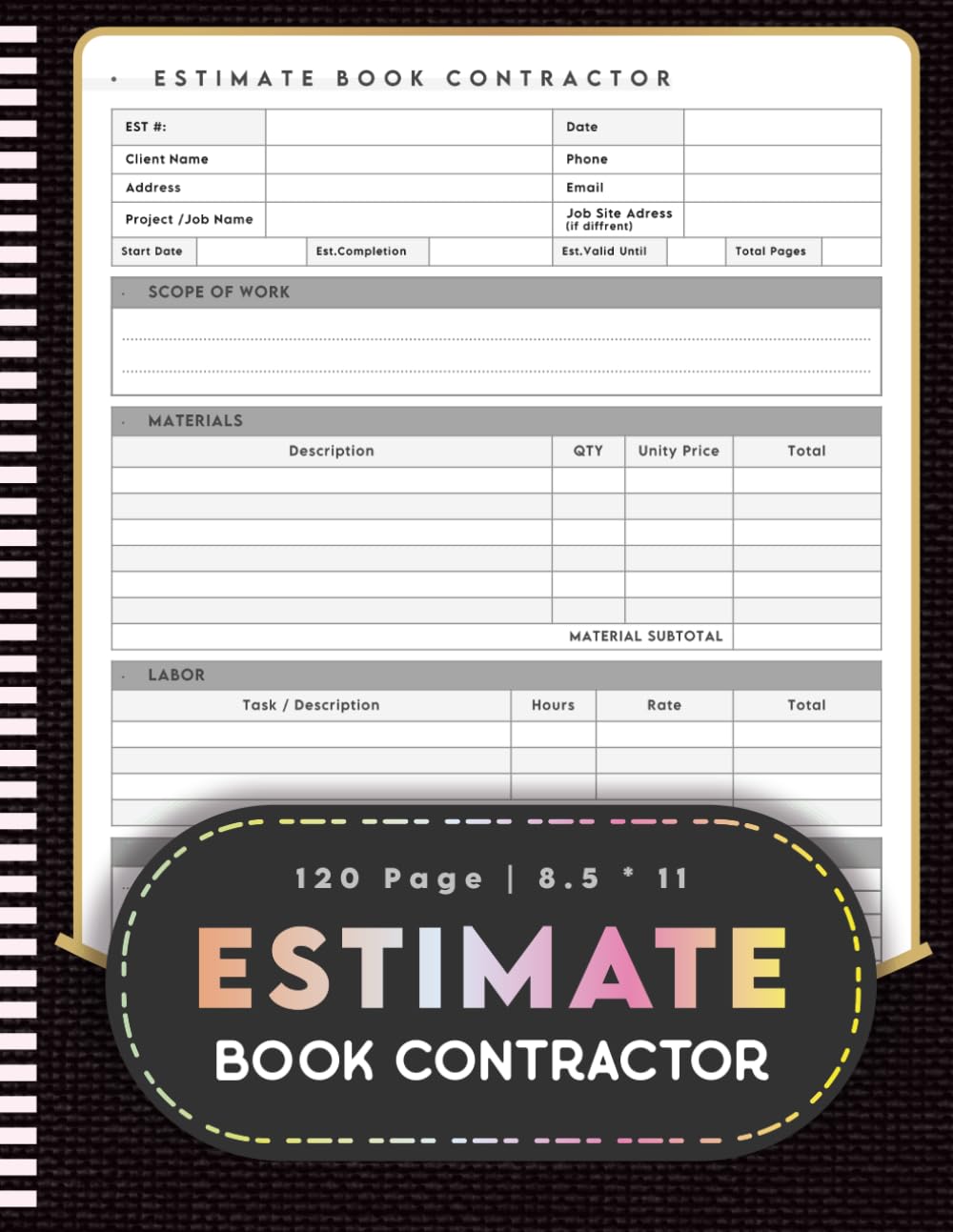 capítulo por capítulo baixar Estimate Book Contractor: Materials & Labor Cost Tracker for Handymen, Electricians, Plumbers & General Contractors | Daily Log with Job Estimate Forms, Change Orders, Client Log