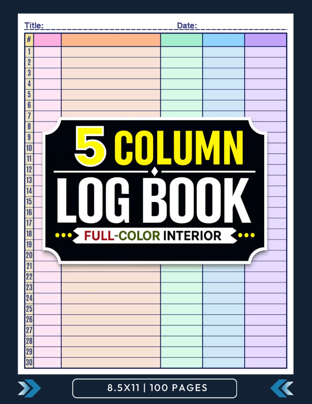 5 Column Log Book: Colorful Customizable Record Book for Small Business, Bookkeeping, Inventory, Income, Expenses, Accounts, and More baixar o livro de graça