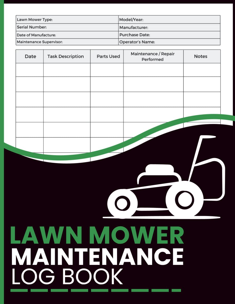 Lawn Mower Maintenance Log Book: Detailed Service & Repair Record for Push, Riding, and Electric Mowers baixar livro de graça