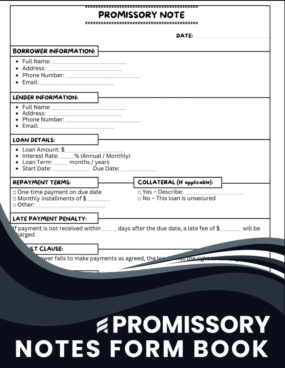 ler totalmente Promissory Note Form Book: Loan & Debt Agreement Templates for Personal & Business Use | 60 Fillable Forms