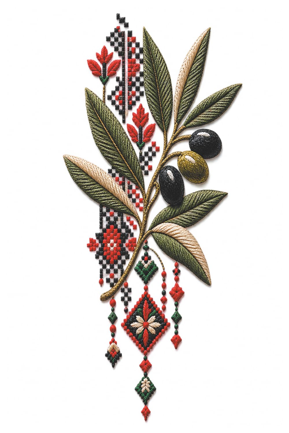 ler totalmente Palestinian Olive Branch & Tatreez Journal: Symbol of Peace & Sumud: 6x9 Lined Notebook Featuring Sacred Olive Branches, Olives, and Traditional Cross-Stitch Embroidery