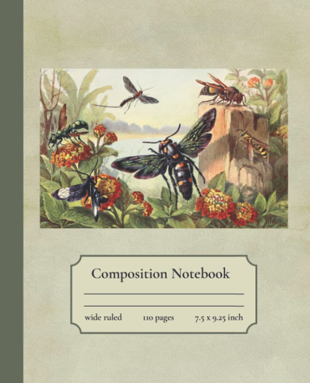 ler totalmente Flying Insects Composition Notebook: Cottagecore Fairy Vintage Illustration | Cute Fairy Composition Notebook For School, College, Office, Work | Wide Lined