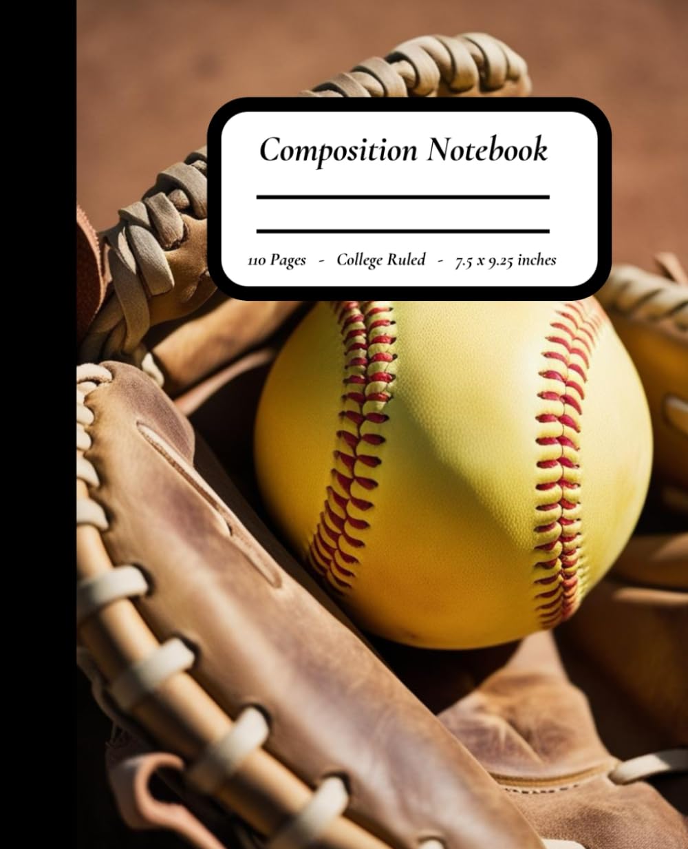 ler totalmente Game Worn Grip: Softball Composition Notebook – Softball in Worn Glove Design – 7.5" x 9.25", College Ruled, 110 Pages, Matte Cover
