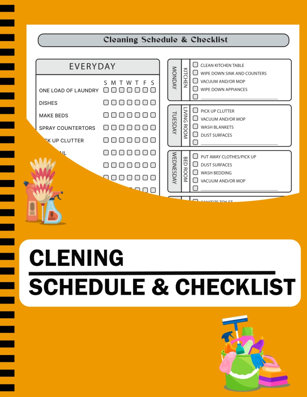 ler totalmente Cleaning Schedule and Checklist: Daily Weekly and Monthly Household Cleaning Schedule Book, Housekeeping Checklist Planner, and Organizer for Adults - ( "8.5X11" Inches )
