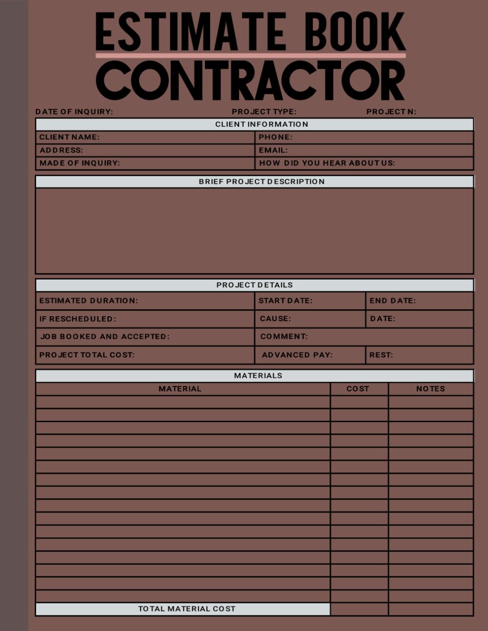 capítulo por capítulo baixar Estimate Book Contractor: Comprehensive Contractor Notebook for Organizing Client Details and Job Quotes |Log Book to Record Client Details | Complete with Dot Grid Diagram..